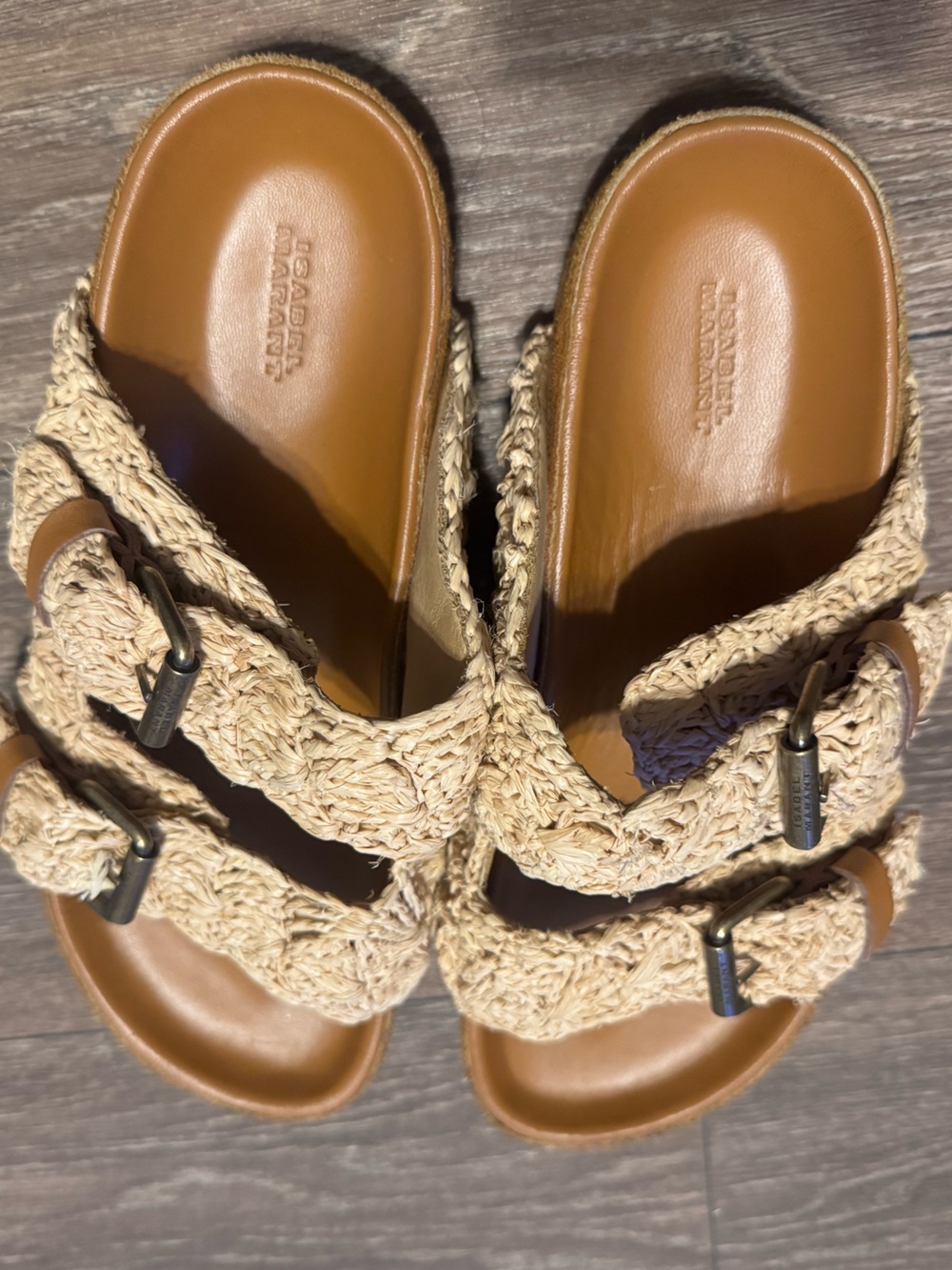 Isabel Marant Lennyo Woven Raffia Sandals Sz 38